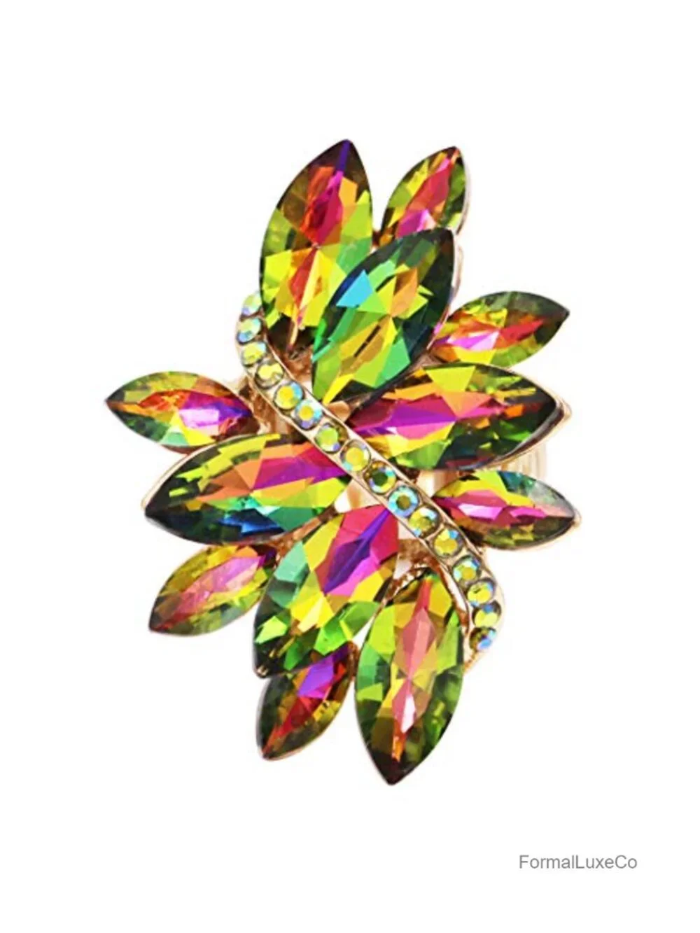 Oversized Marquise Crystal Statement Stretch Cocktail Ring Alloy